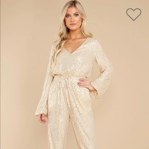 Red dress in the stars sequin jumpsuit